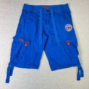 COOGI Mens Blue Cargo Shorts Size 38 Embroidered Australia Crest Utility Y2K